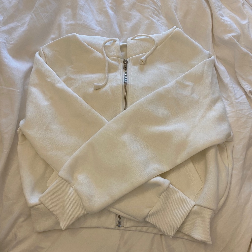 WHITE CROPPED ZIPUP
